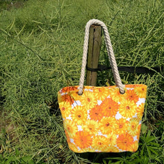 Graphic Flower Print Beach Bag Lightweight Handbag For Travel