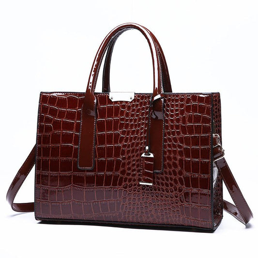 Women's Crocodile Embossed Tote Bag Large Capacity Handbag
