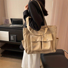 Minimalist Solid Tote Bag All Match Storage Bag For Work Women's Shoulder Bag