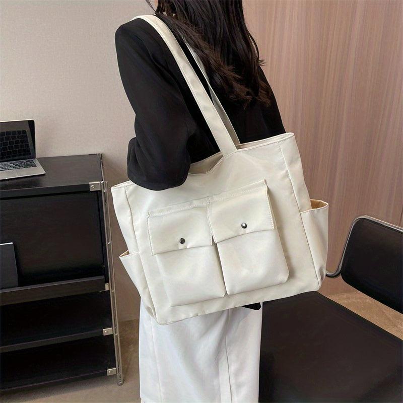 Minimalist Solid Tote Bag All Match Storage Bag For Work Women's Shoulder Bag