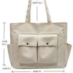 Minimalist Solid Tote Bag All Match Storage Bag For Work Women's Shoulder Bag