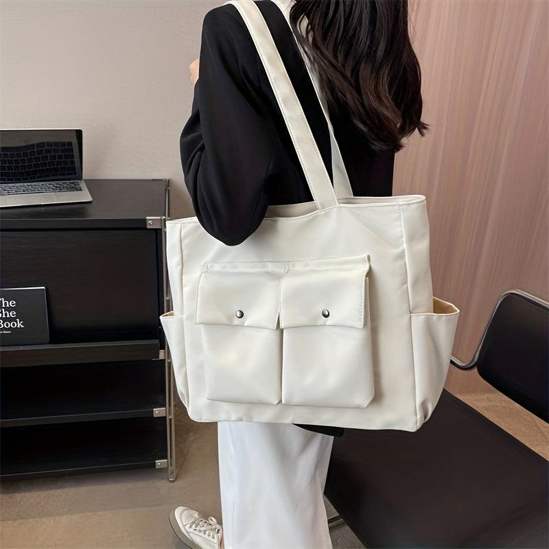 Minimalist Solid Tote Bag All Match Storage Bag For Work Women's Shoulder Bag