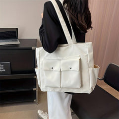 Minimalist Solid Tote Bag All Match Storage Bag For Work Women's Shoulder Bag