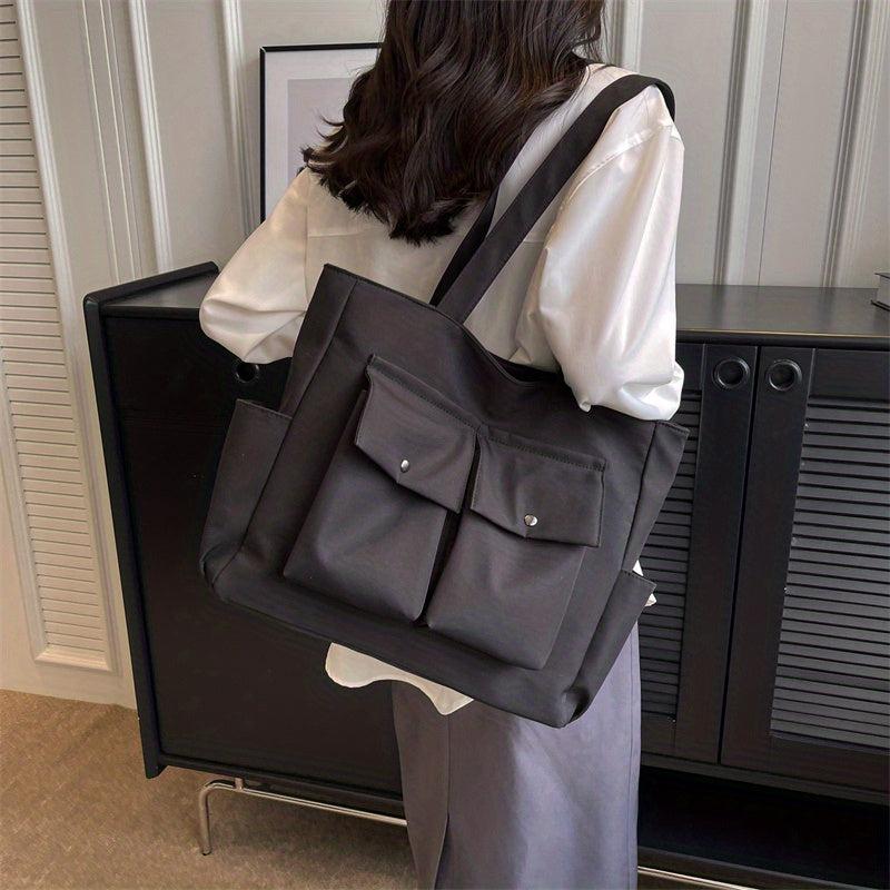 Minimalist Solid Tote Bag All Match Storage Bag For Work Women's Shoulder Bag