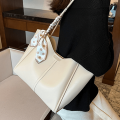 Scarf Decor Tote Bag For Women Stitching Shoulder Bag Large Capacity Handbags