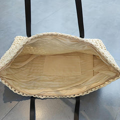 Straw Woven Casual Handbag Double Handle Literary Tote Bag