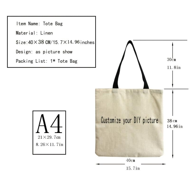Graphic Cat Print Canvas Bag Lightweight Shoulder Bag
