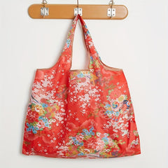 Floral Print Nylon Tote Bag Reusable Grocery Shopping Bag