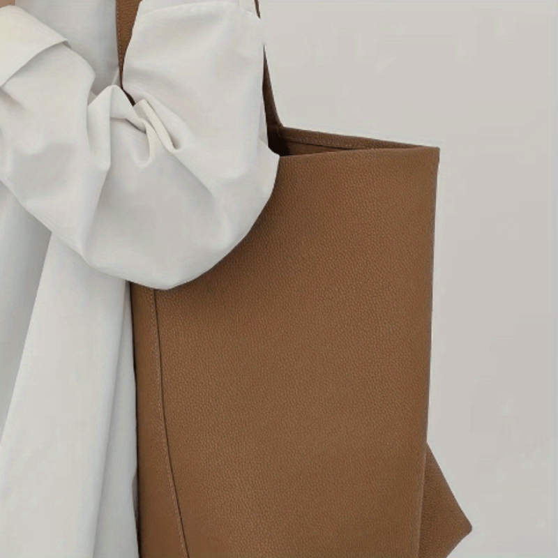 Large Capacity Bucket Bag Casual PU Leather Tote Shoulder Bag