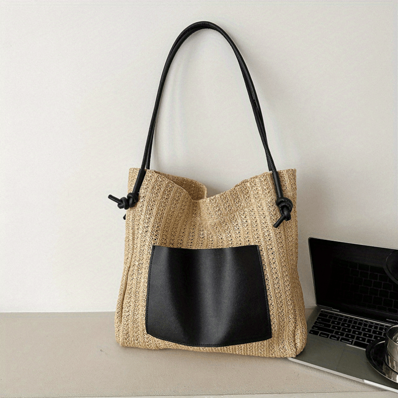 Large Capacity Straw Beach Tote Bag for Women
