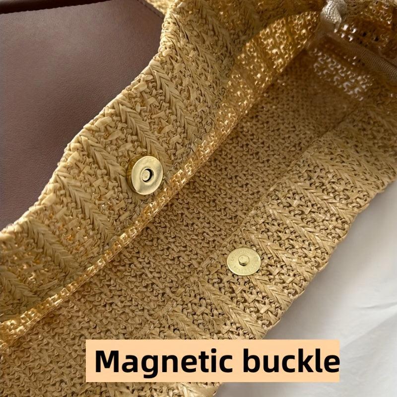 Large Capacity Straw Beach Tote Bag for Women