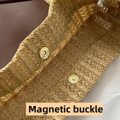 Large Capacity Straw Beach Tote Bag for Women