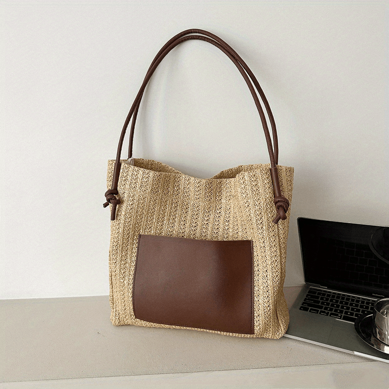 Large Capacity Straw Beach Tote Bag for Women