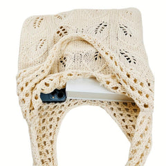 Y2k Literary Crochet Bag Women Knitted Shoulder Tote Travel Beach Shopping