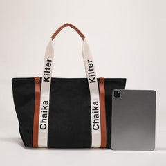 Letter Detail Tote Bag Large Capacity Shoulder Bag Women's Casual Handbag