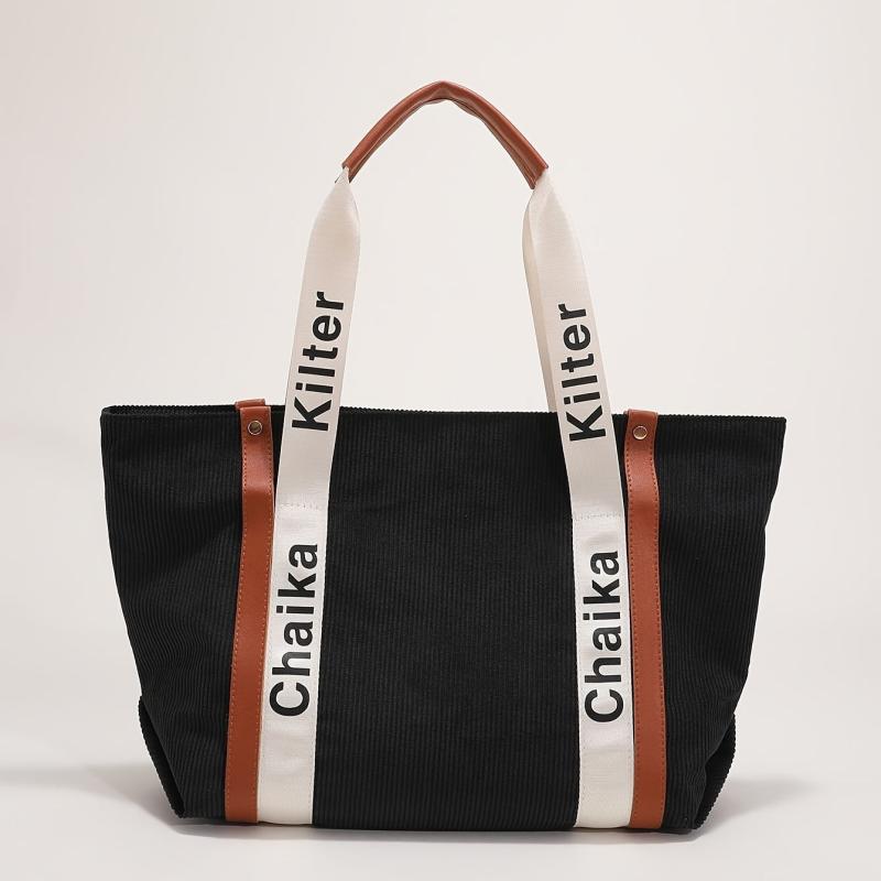 Letter Detail Tote Bag Large Capacity Shoulder Bag Women's Casual Handbag