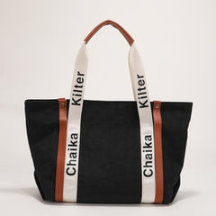 Letter Detail Tote Bag Large Capacity Shoulder Bag Women's Casual Handbag