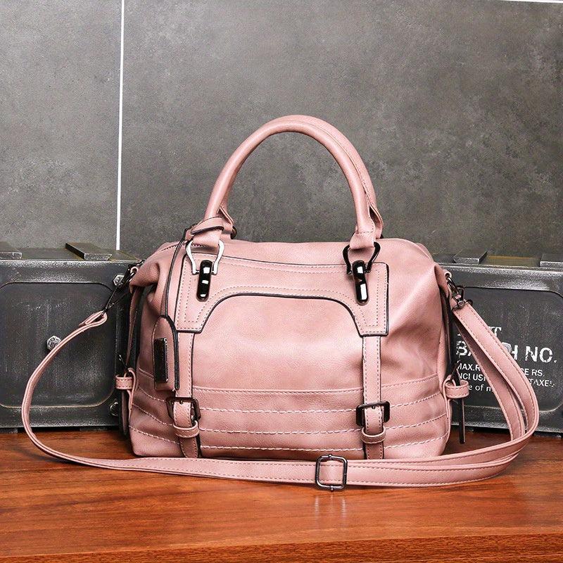 Vintage Top Handle Boston Bag Retro Crossbody Bag Women's Grunge Handbag