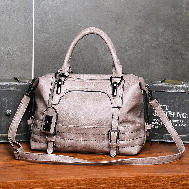 Vintage Top Handle Boston Bag Retro Crossbody Bag Women's Grunge Handbag