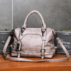 Vintage Top Handle Boston Bag Retro Crossbody Bag Women's Grunge Handbag
