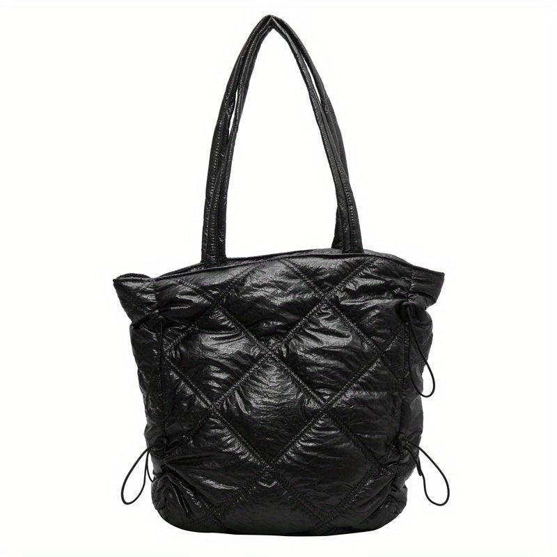 Quilted Shoulder Bag Nylon Padded Tote Bag Durable Handbag for Women
