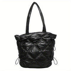Quilted Shoulder Bag Nylon Padded Tote Bag Durable Handbag for Women