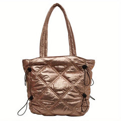 Quilted Shoulder Bag Nylon Padded Tote Bag Durable Handbag for Women