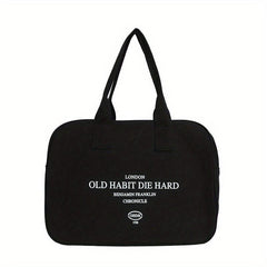 Vintage Letter Graphic Tote Bag Retro Canvas Handbag For Commute & School