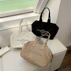 Vintage Letter Graphic Tote Bag Retro Canvas Handbag For Commute & School