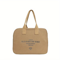 Vintage Letter Graphic Tote Bag Retro Canvas Handbag For Commute & School