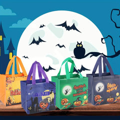 6PCS Halloween Trick Or Treat Bags Cartoon Pattern Storage Handbags