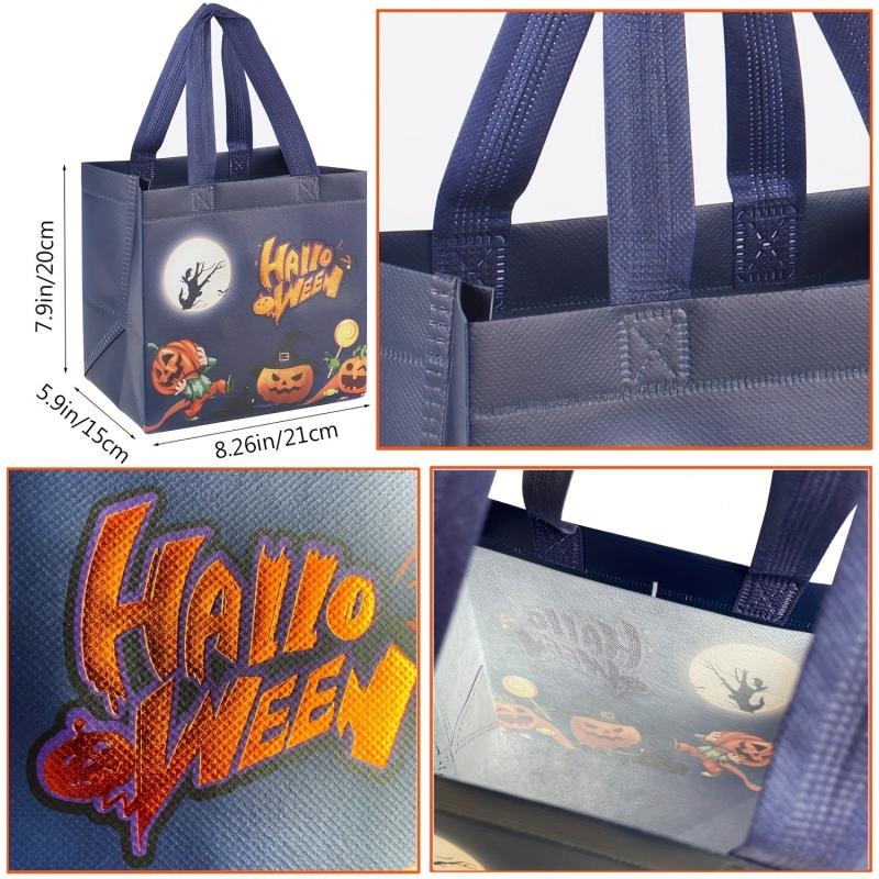 6PCS Halloween Trick Or Treat Bags Cartoon Pattern Storage Handbags