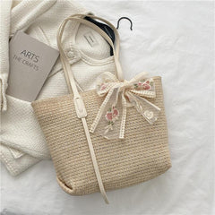 Large Capacity Woven Tote Bag Shoulder Bag for Beach