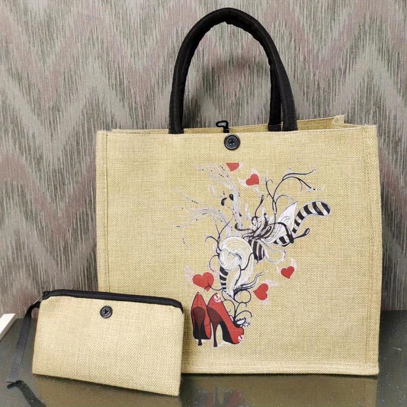 Canvas Tote Bag with Clutch - Casual Commuter Bag