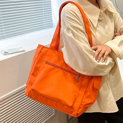 Large Capacity Nylon Shoulder Bag Zipper Tote Bag