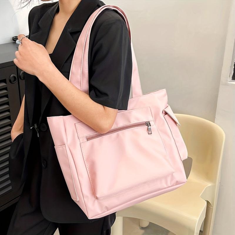 Large Capacity Nylon Shoulder Bag Zipper Tote Bag