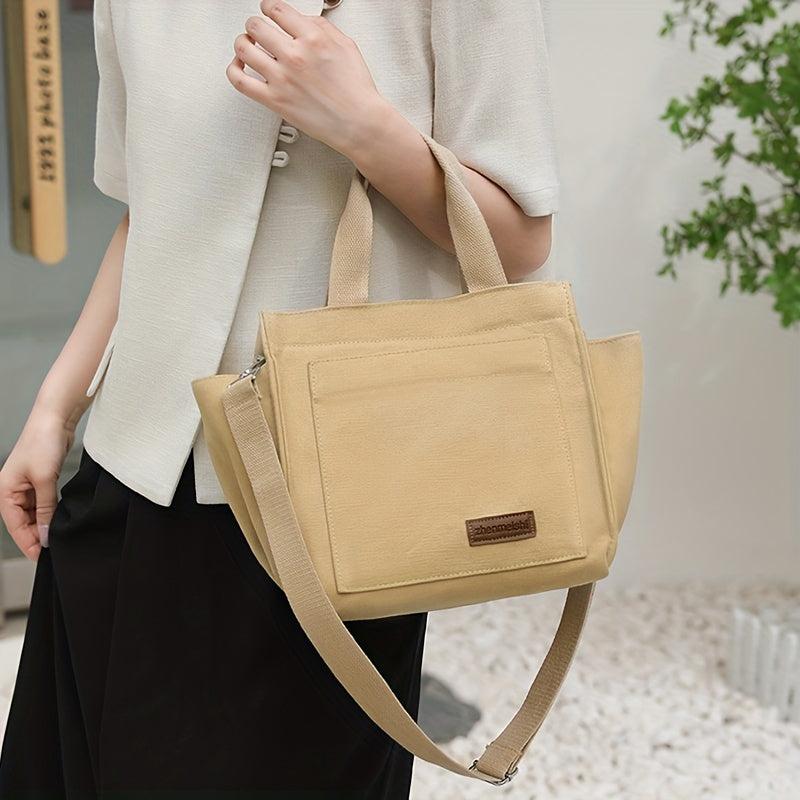 Letter Patch Canvas Crossbody Bag Women's Handbag