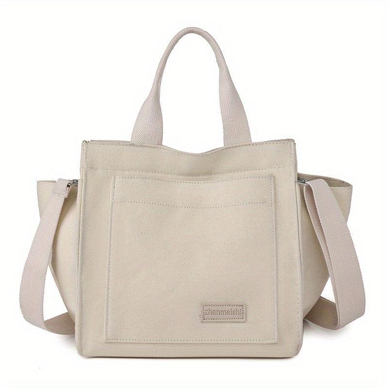 Letter Patch Canvas Crossbody Bag Women's Handbag