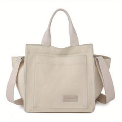 Letter Patch Canvas Crossbody Bag Women's Handbag
