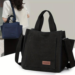 Letter Patch Canvas Crossbody Bag Women's Handbag