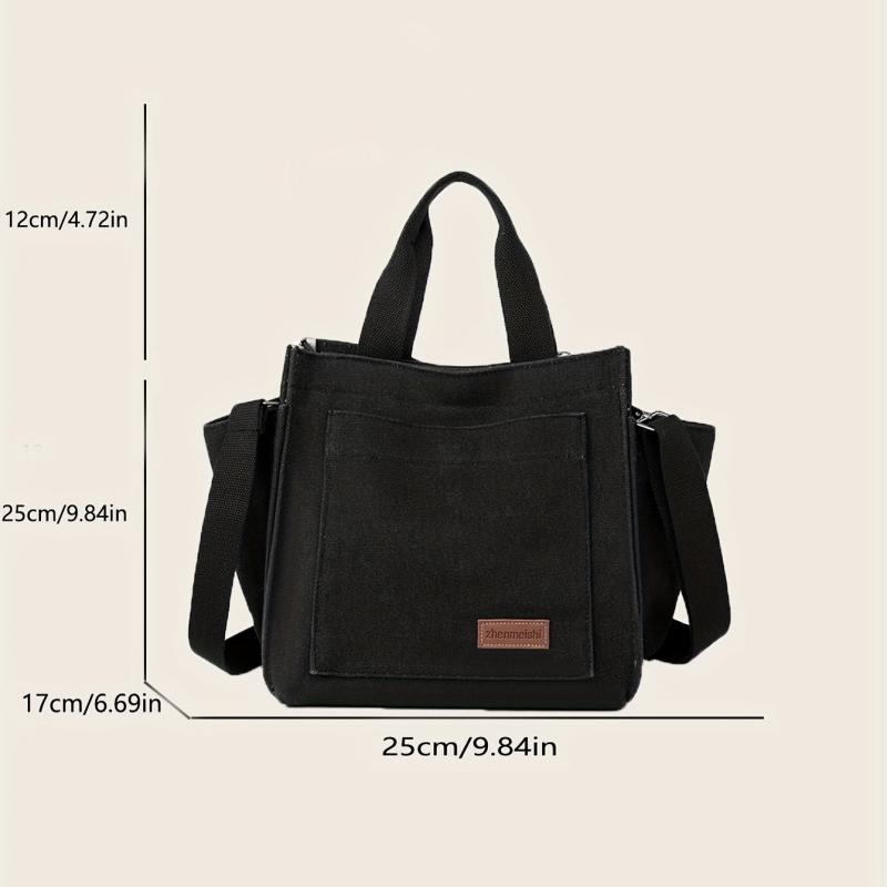 Letter Patch Canvas Crossbody Bag Women's Handbag
