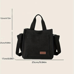 Letter Patch Canvas Crossbody Bag Women's Handbag