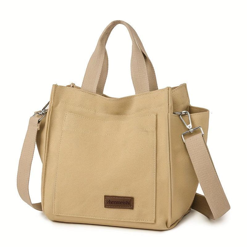 Letter Patch Canvas Crossbody Bag Women's Handbag