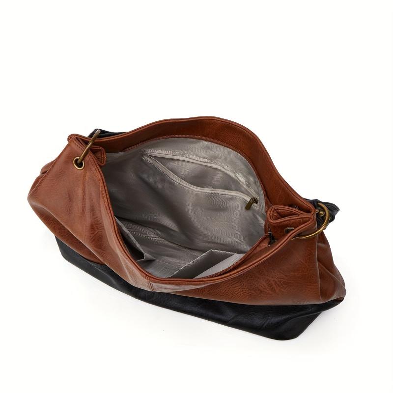 Retro Colorblock Tote Shoulder Bag Large Capacity Minimalist Bag Storage Bag