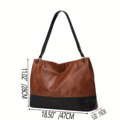 Retro Colorblock Tote Shoulder Bag Large Capacity Minimalist Bag Storage Bag