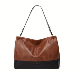 Retro Colorblock Tote Shoulder Bag Large Capacity Minimalist Bag Storage Bag