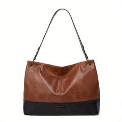 Retro Colorblock Tote Shoulder Bag Large Capacity Minimalist Bag Storage Bag