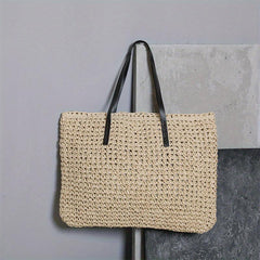 Minimalist Straw Tote Shoulder Bag All Match Travel Storage Bag