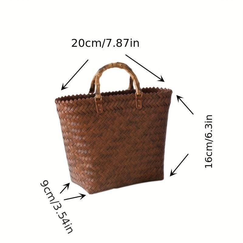 Summer Rattan Woven Handbag Travel Holiday Tote Bag Women