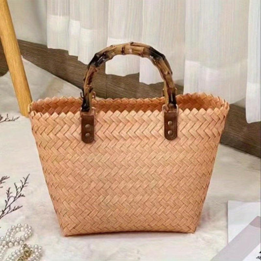 Summer Rattan Woven Handbag Travel Holiday Tote Bag Women